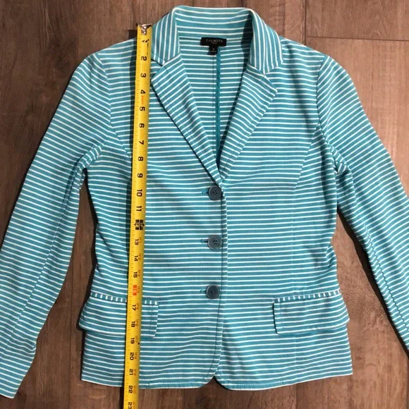 TALBOTS Cotton Blend Striped Blazer Jacket - Picture 9 of 11